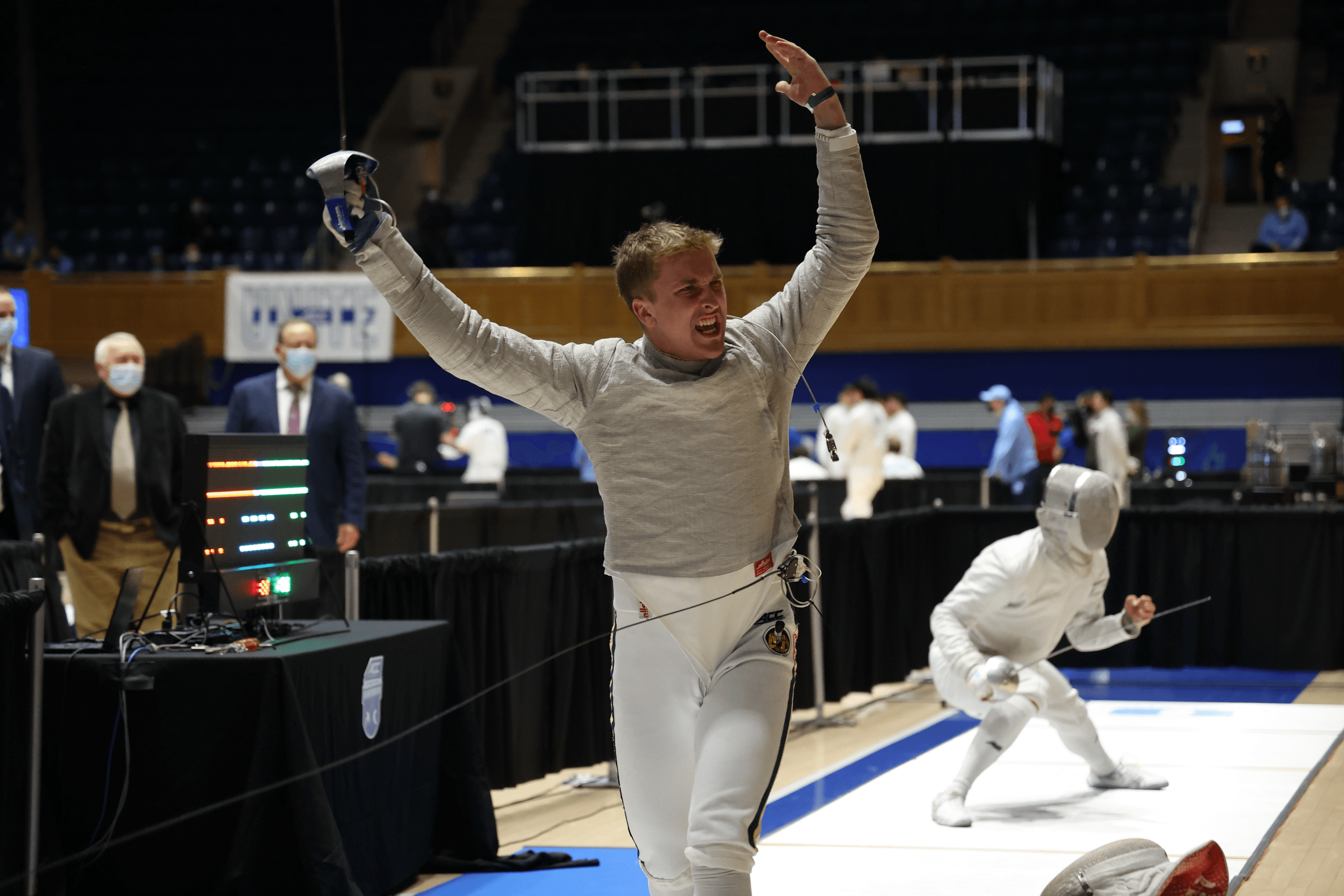 Emotional athlete victory moment